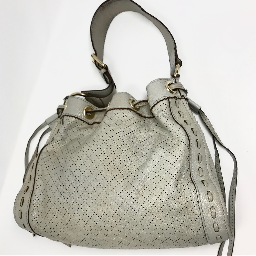 Cline Perforated Leather Drawstring Shoulder Bag - image 3